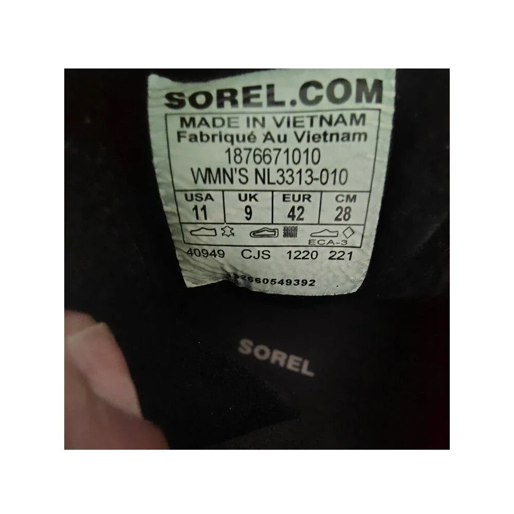 SOREL Evie Wedge Ankle Boots Black Suede Side Zipper Size 11 Women's     55